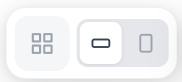 Bottom-bar view controls: layout toggle on the left and a small/large thumbnail size switch on the right